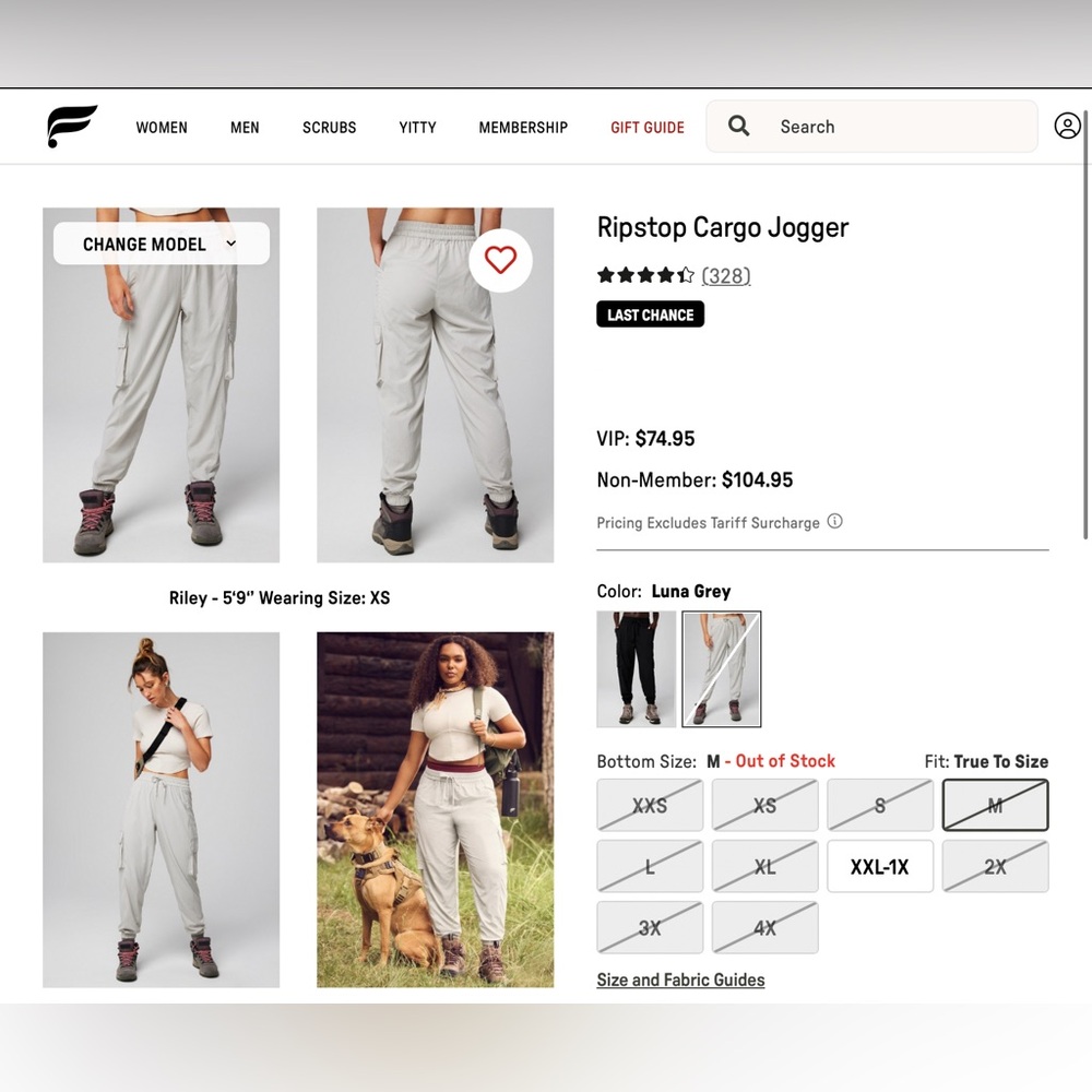 Fabletics Lightweight Ripstop Cargo Joggers in Luna Grey - Picture 13 of 13